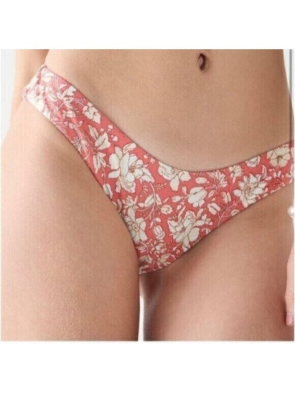 NWT J. Crew Pink Tossed Floral Curved Waist Cheeky Swim Bikini Bottom Size Large